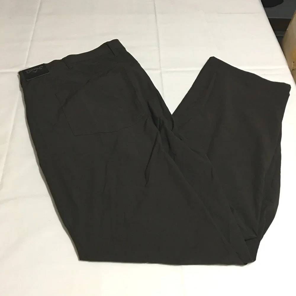 Callaway Golf Pants Mens 50x32 Dark Brown Performance Flat Front NWT